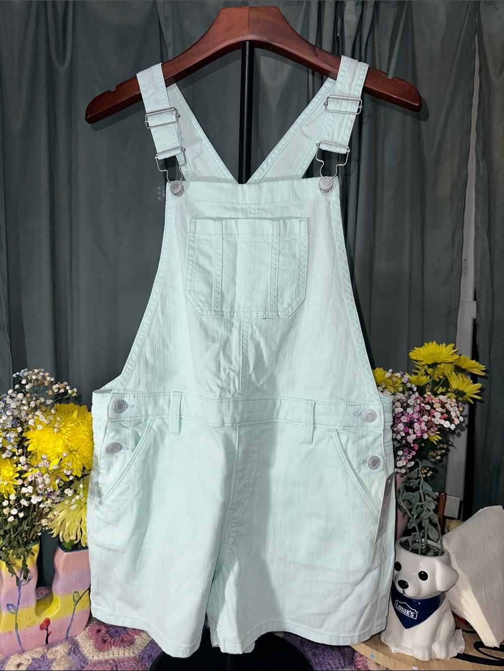 🎉SO Mint Green Short Overalls Romper. C349